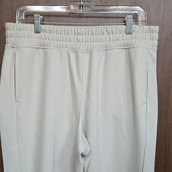 Spyder Size L Ivory Ribbed High Rise Wide Leg Pant - Picture 2 of 7